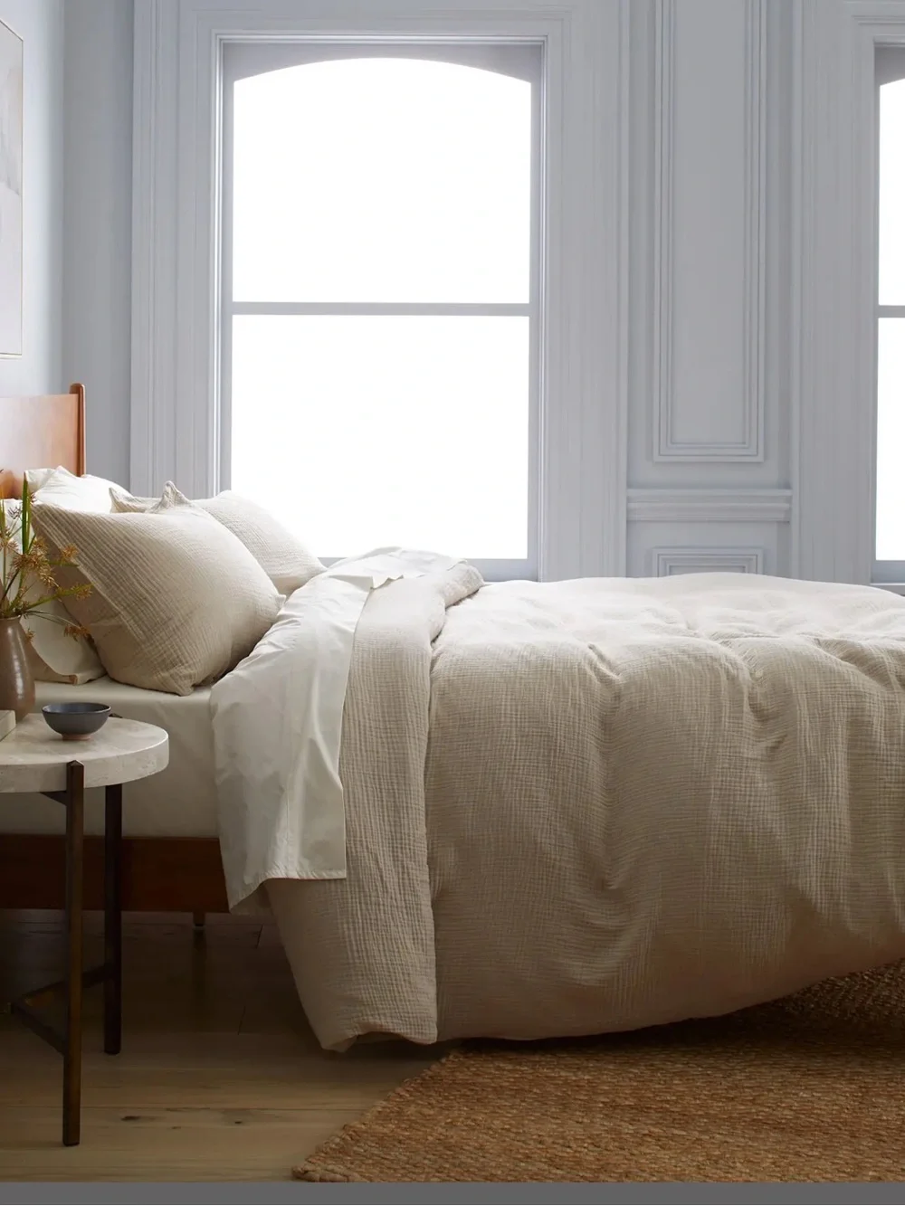 NWT Quince Sand (Dune) Organic Cotton Gauze Duvet Cover and Sham Set!